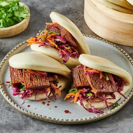 Bao Buns with Teriyaki glazed Flank