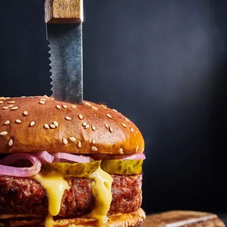 BURGER WITH CHEDDAR SAUCE