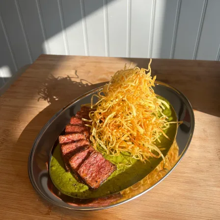 Flank Steak Frites with Green Entrecôte Sauce