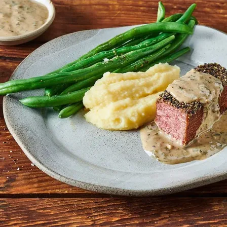 Flank Steak with Peppercorn Sauce