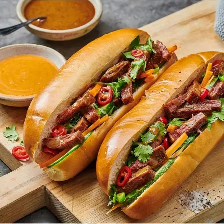 Bánh Mì met biefstukpuntjes