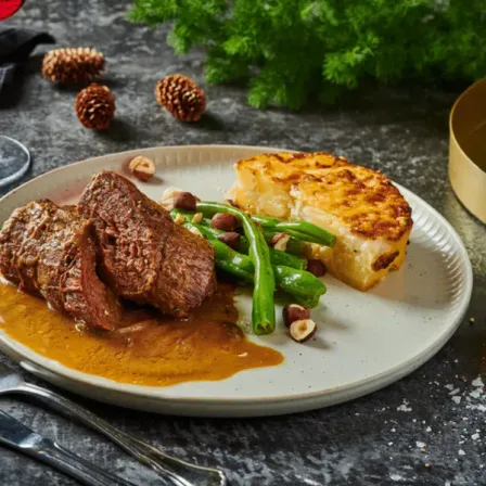 Biefstukrollade met bruine saus
