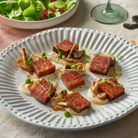Biefstuk met koolrabipuree en groenten