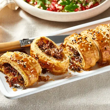 Pulled Beef in bladerdeeg