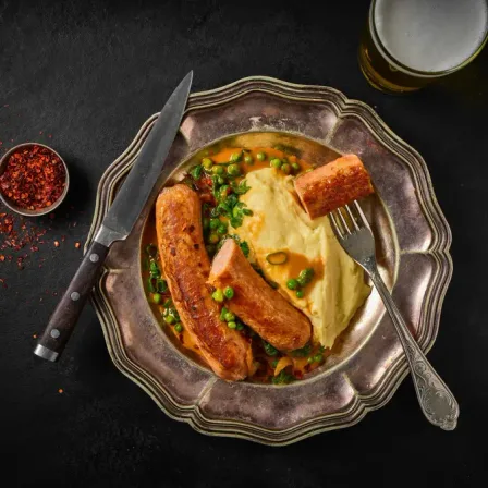 REDEFINE PRO BRATWURST MET AARDAPPELPUREE EN DOPERWTJES