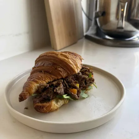 Pulled Beef Croissant Sandwich