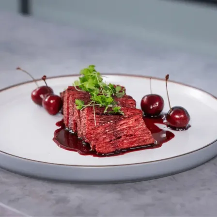 Redefine Beef Flank with cherry sauce