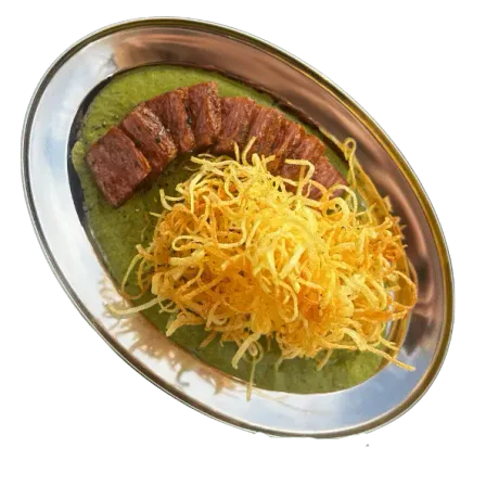 Redefine Beef Flank with Green Entrecôte Sauce & Shoestring Fries