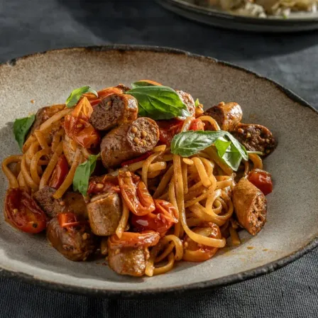 Redefine Merguez and Cherry Tomato Pasta