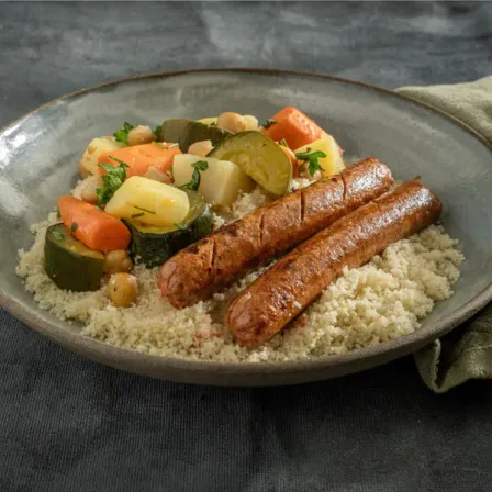 Redefine Merguez Sausages with Couscous and Vegetables