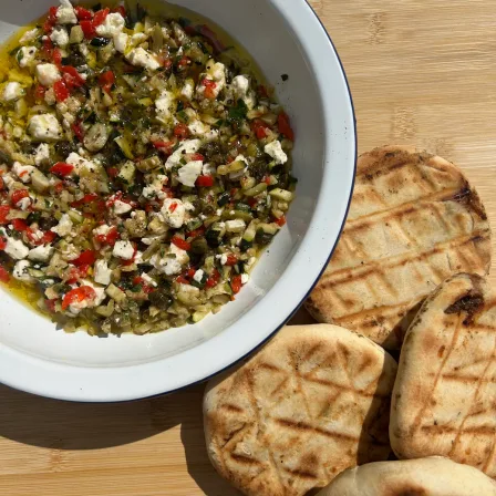 Stuffed Redefine Lamb Flatbreads with Rustic Greek-Style Dip