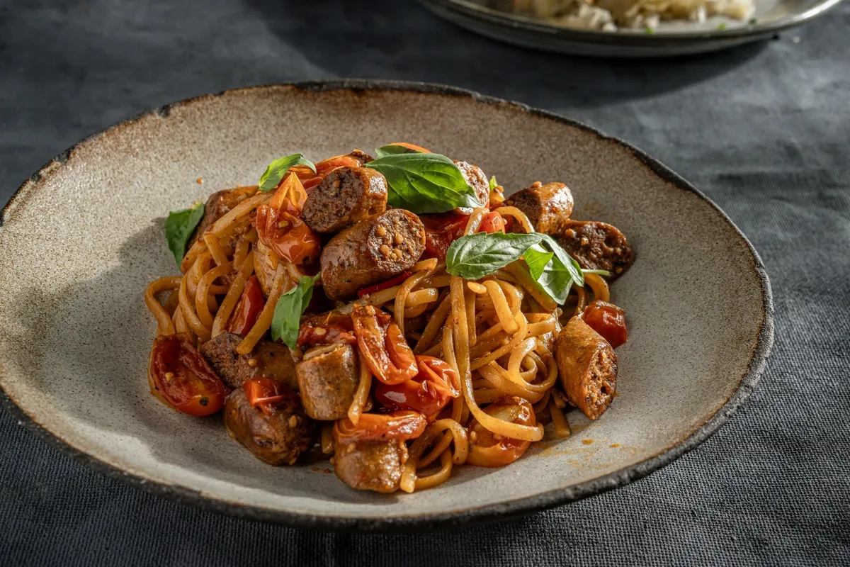 Redefine Merguez mit Kirschtomaten-Pasta