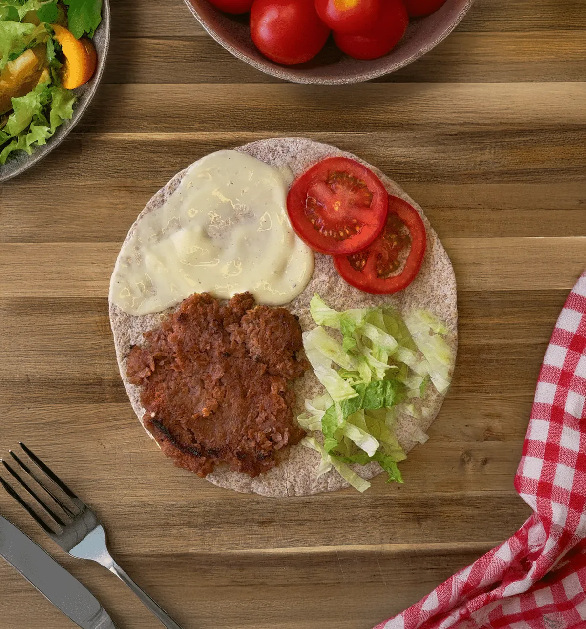 Folded Tortilla with Redefine Burger