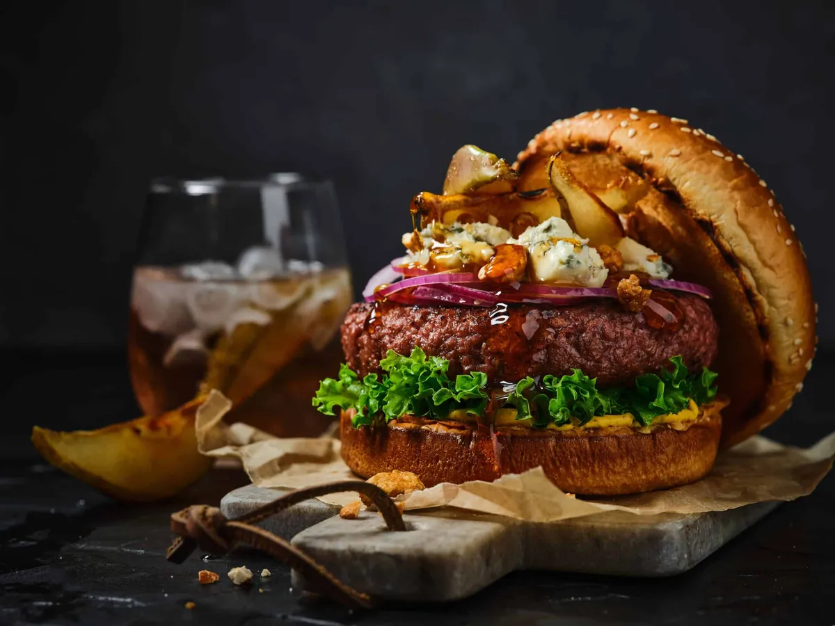Burgers au bleu et aux poires