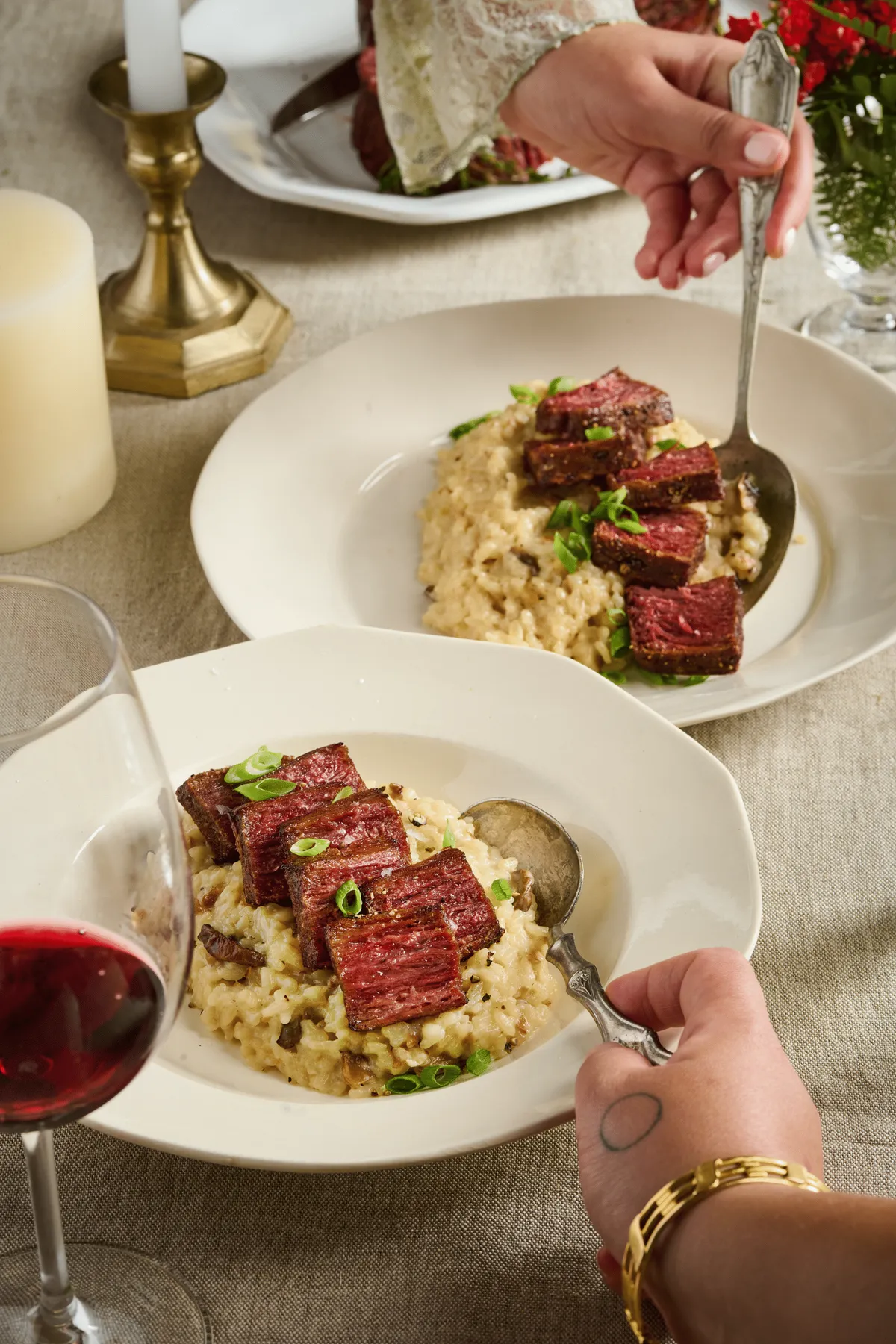 Redefine Flank Steak met risotto van wilde paddenstoelen
