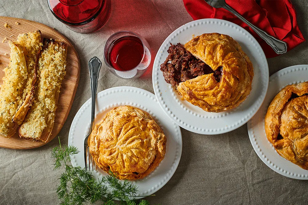 Hartige Kersttaart met pulled beef en glühwein