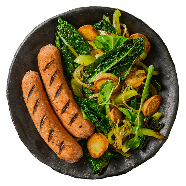 Redefine Pro Bratwurst with Stir-fried Vegetables
