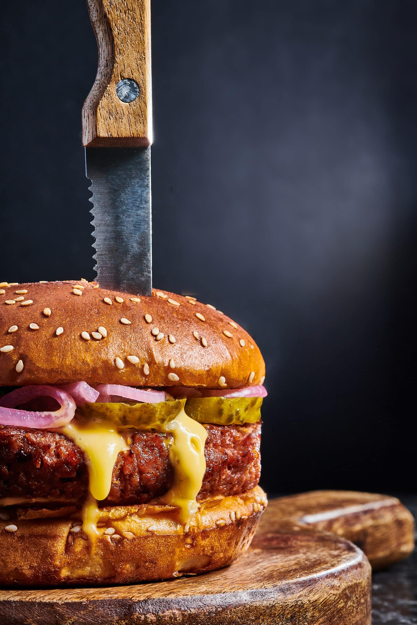 Premium Burger with Cheddar Sauce