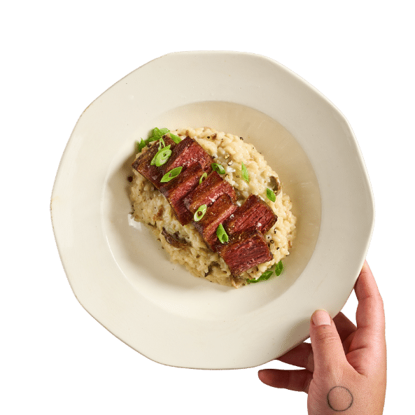 Redefine Flank Steak with Mushroom Risotto 